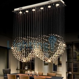 Lampadario moderno contemporaneo a sospensione a filo con luce a goccia di cristallo