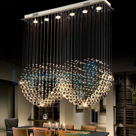 Lampadario moderno contemporaneo a sospensione a filo con luce a goccia di cristallo Lampadario moderno contemporaneo a sospensione a filo con luce a goccia di cristallo