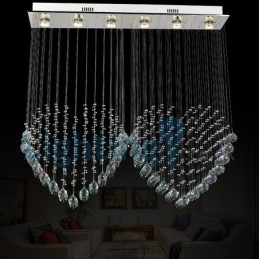 Lampadario moderno contemporaneo a sospensione a filo con luce a goccia di cristallo