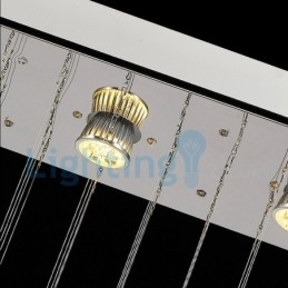 Lampadario moderno contemporaneo a sospensione a filo con luce a goccia di cristallo