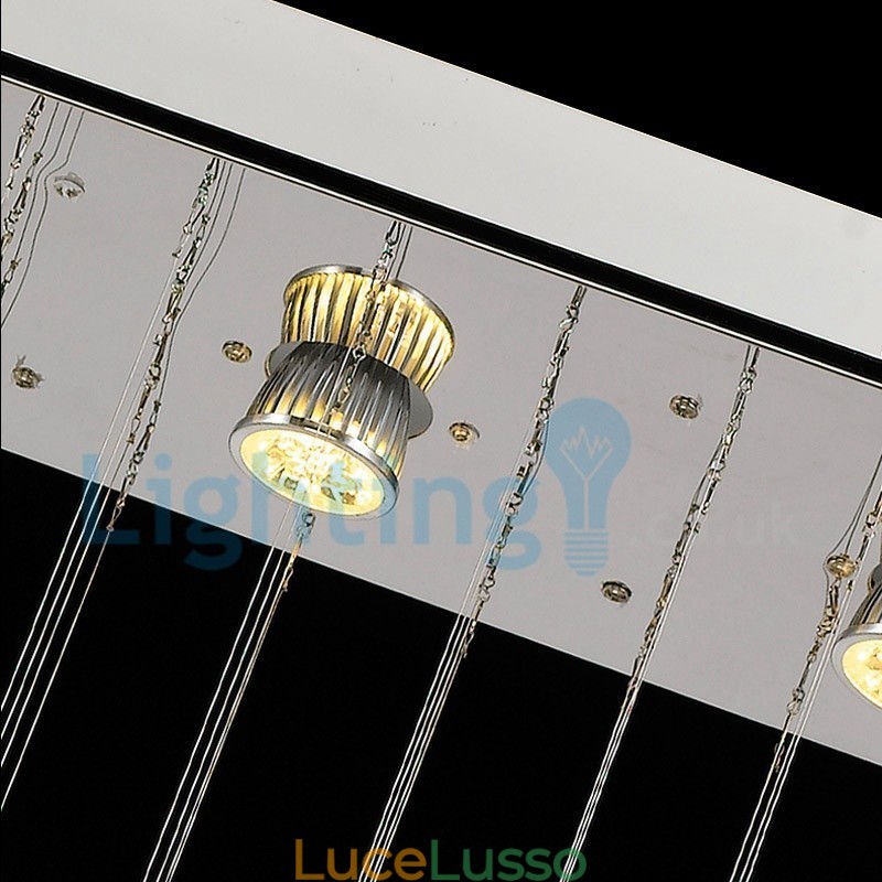 Lampadario moderno contemporaneo a sospensione a filo con luce a goccia di cristallo