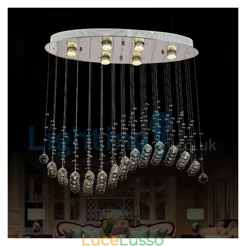 Lampadario moderno contemporaneo a sospensione a filo con luce a goccia di cristallo