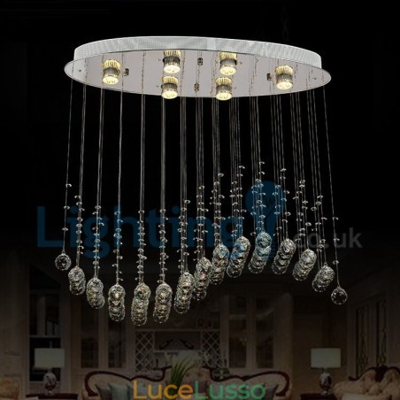Lampadario moderno contemporaneo a sospensione a filo con luce a goccia di cristallo Lampadario moderno contemporaneo a sospensione a filo con luce a goccia di cristallo
