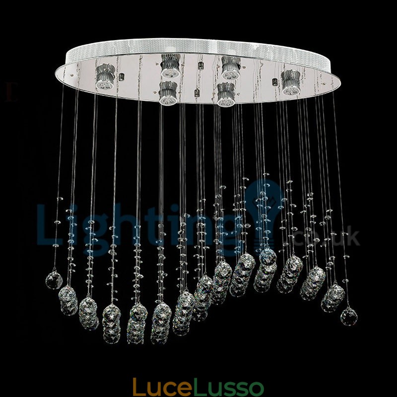 Lampadario moderno contemporaneo a sospensione a filo con luce a goccia di cristallo