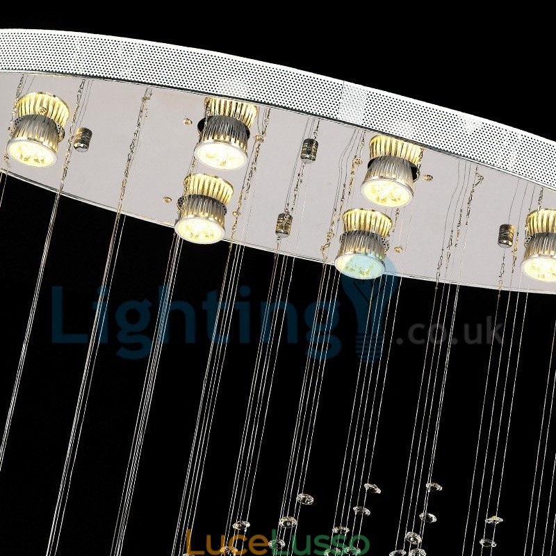 Lampadario moderno contemporaneo a sospensione a filo con luce a goccia di cristallo