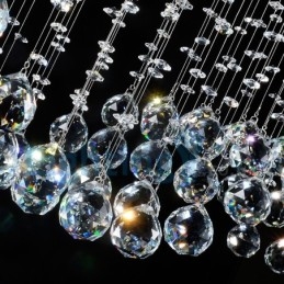 Lampadario moderno contemporaneo a sospensione a filo con luce a goccia di cristallo