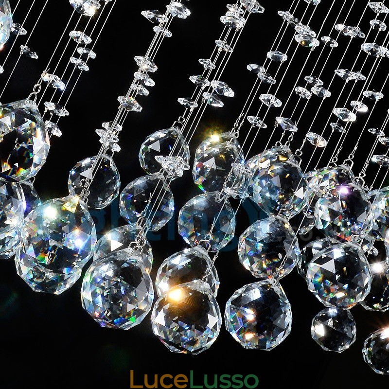Lampadario moderno contemporaneo a sospensione a filo con luce a goccia di cristallo