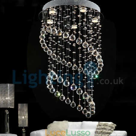 Lampadario moderno contemporaneo a sospensione a filo con luce a goccia di cristallo Lampadario moderno contemporaneo a sospensione a filo con luce a goccia di cristallo