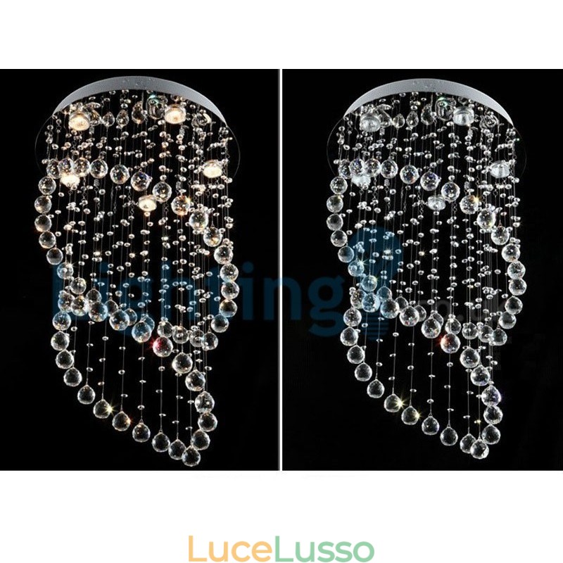 Lampadario moderno contemporaneo a sospensione a filo con luce a goccia di cristallo