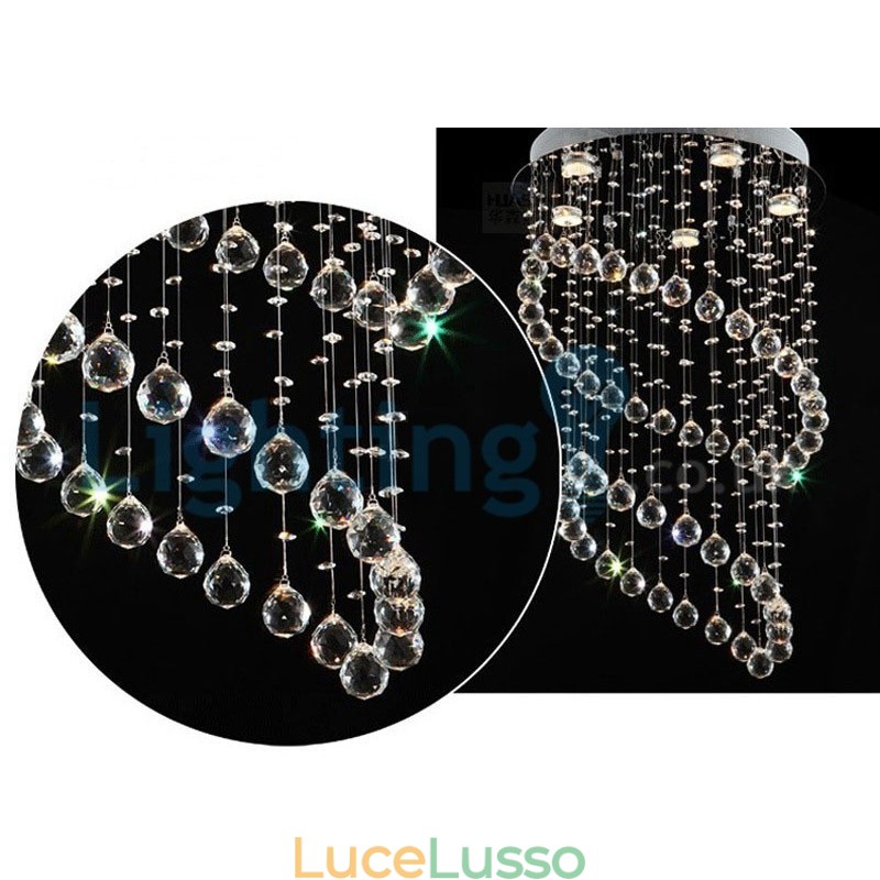Lampadario moderno contemporaneo a sospensione a filo con luce a goccia di cristallo