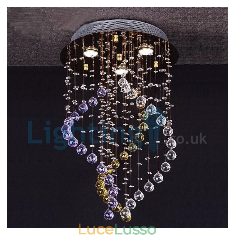 Lampadario moderno contemporaneo a sospensione a filo con luce a goccia di cristallo