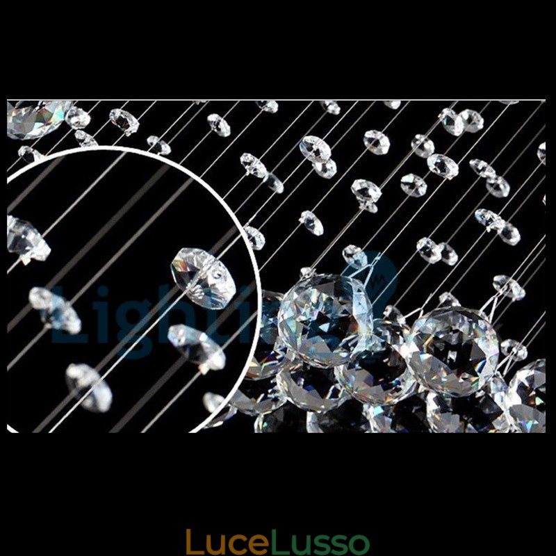 Lampadario moderno contemporaneo a sospensione a filo con luce a goccia di cristallo