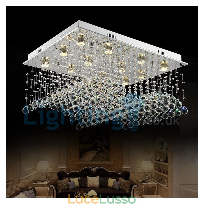 Lampadario moderno contemporaneo a sospensione a filo con luce a goccia di cristallo