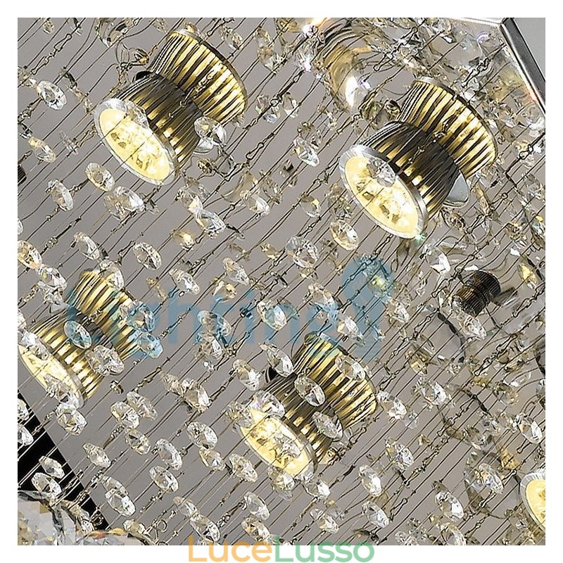 Lampadario moderno contemporaneo a sospensione a filo con luce a goccia di cristallo