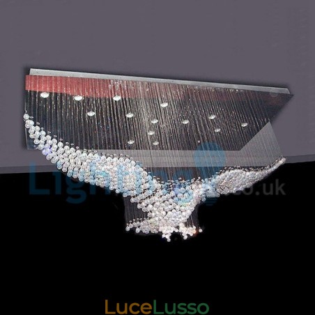 Lampadario moderno contemporaneo a sospensione a filo con luce a goccia di cristallo Lampadario moderno contemporaneo a sospensione a filo con luce a goccia di cristallo