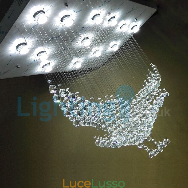 Lampadario moderno contemporaneo a sospensione a filo con luce a goccia di cristallo