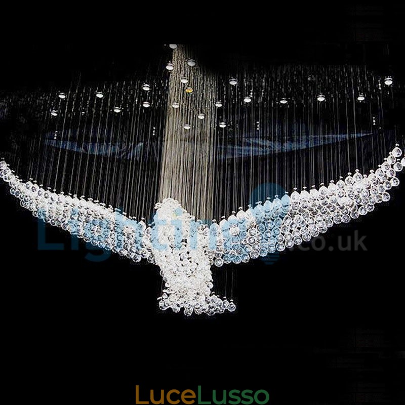 Lampadario moderno contemporaneo a sospensione a filo con luce a goccia di cristallo