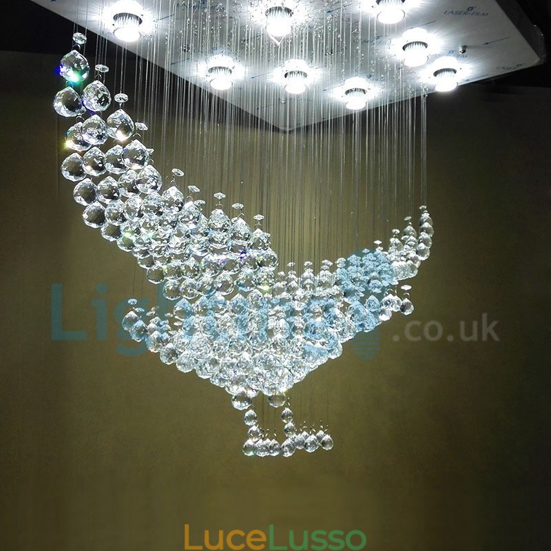 Lampadario moderno contemporaneo a sospensione a filo con luce a goccia di cristallo