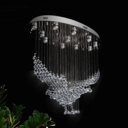 Lampadario moderno contemporaneo a sospensione a filo con luce a goccia di cristallo