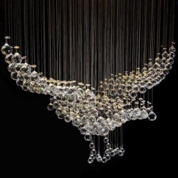 Lampadario moderno contemporaneo a sospensione a filo con luce a goccia di cristallo