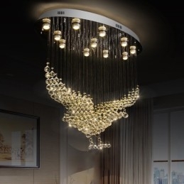 Lampadario moderno contemporaneo a sospensione a filo con luce a goccia di cristallo