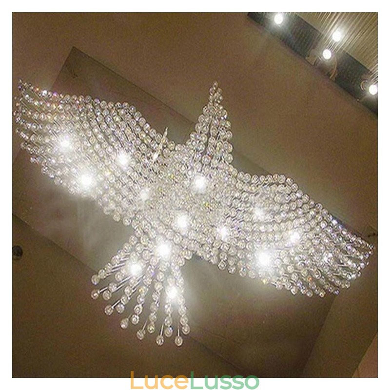 Lampadario moderno contemporaneo a sospensione a filo con luce a goccia di cristallo
