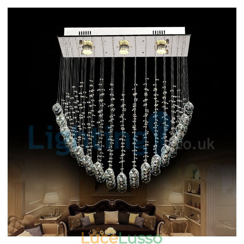 Lampadario moderno contemporaneo a sospensione a filo con luce a goccia di cristallo