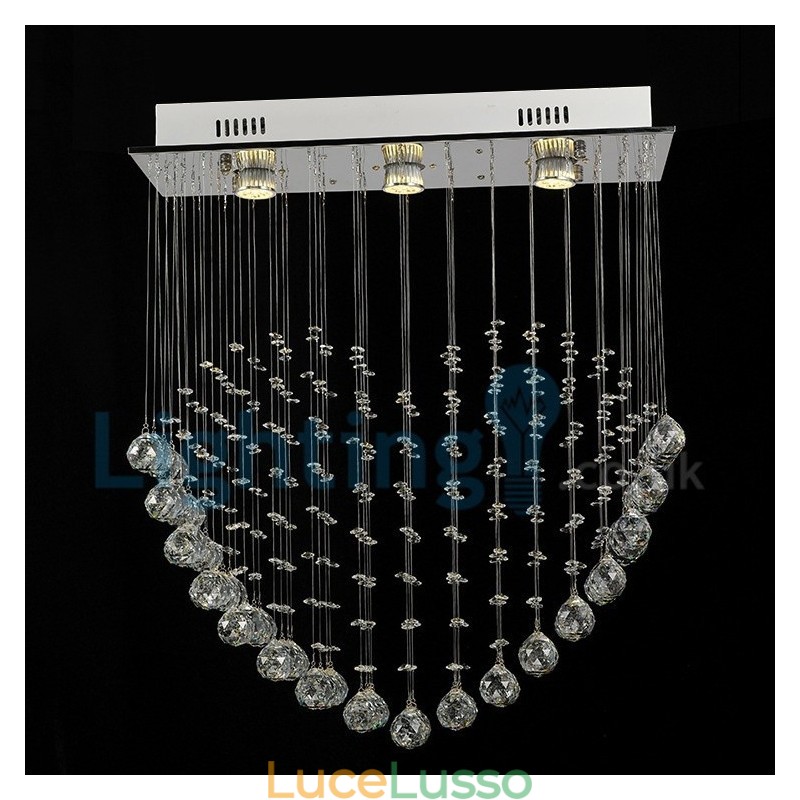 Lampadario moderno contemporaneo a sospensione a filo con luce a goccia di cristallo