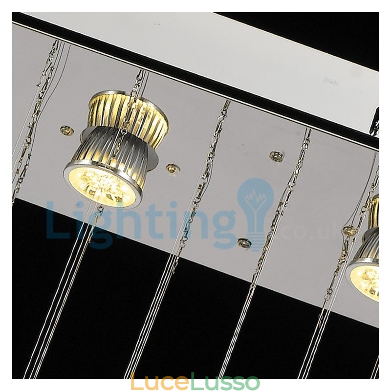Lampadario moderno contemporaneo a sospensione a filo con luce a goccia di cristallo