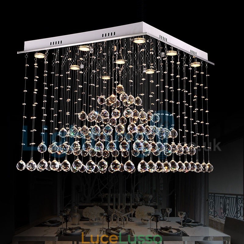 Lampadario moderno contemporaneo a sospensione a filo con luce a goccia di cristallo