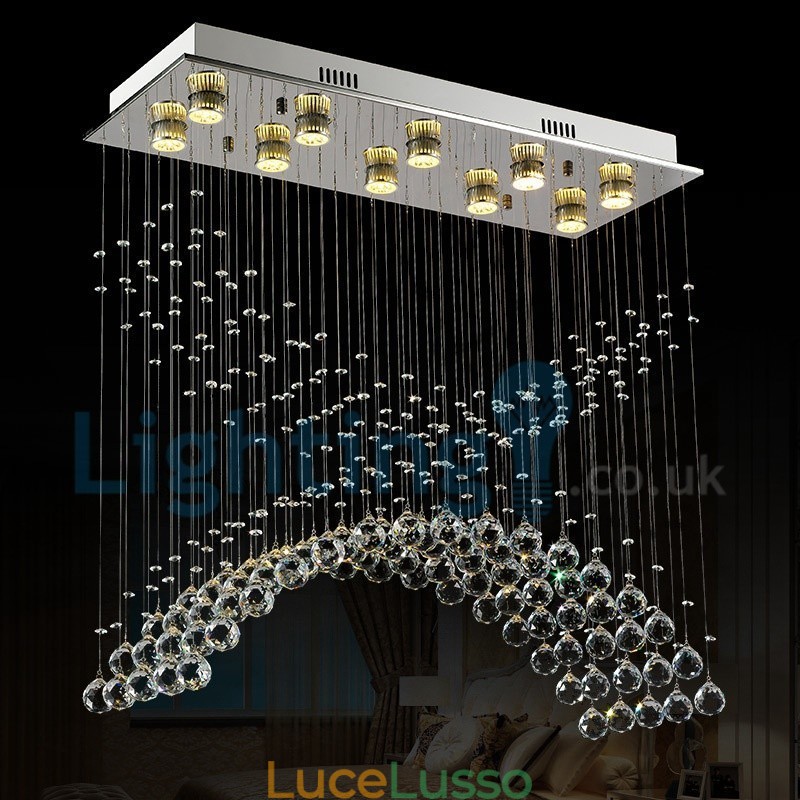 Lampadario moderno contemporaneo a sospensione a filo con luce a goccia di cristallo