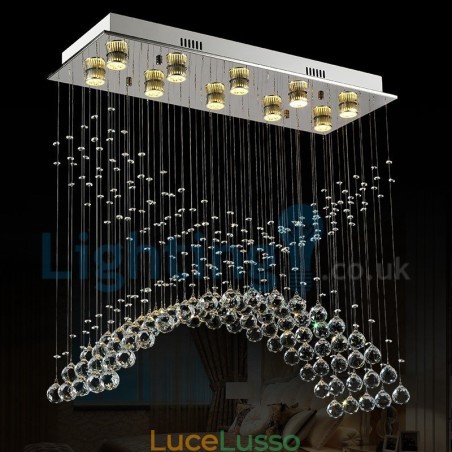Lampadario moderno contemporaneo a sospensione a filo con luce a goccia di cristallo Lampadario moderno contemporaneo a sospensione a filo con luce a goccia di cristallo