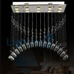 Lampadario moderno contemporaneo a sospensione a filo con luce a goccia di cristallo
