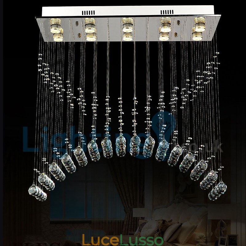 Lampadario moderno contemporaneo a sospensione a filo con luce a goccia di cristallo