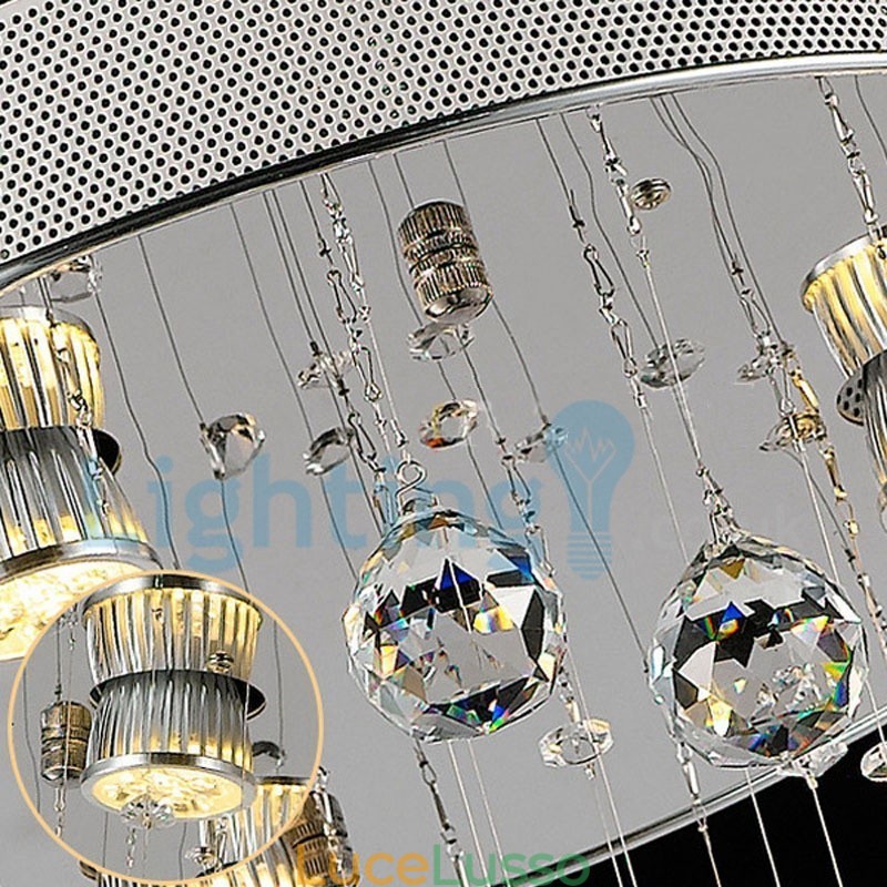 Lampadario moderno contemporaneo a sospensione a filo con luce a goccia di cristallo