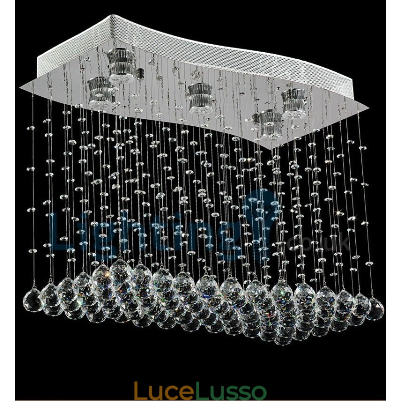 Lampadario moderno contemporaneo a sospensione a filo con luce a goccia di cristallo