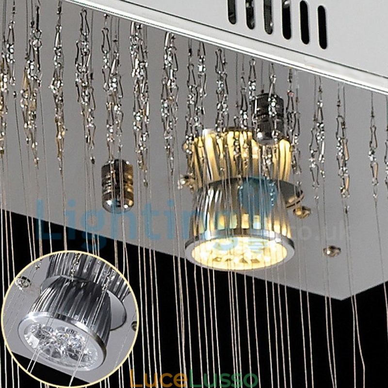 Lampadario moderno contemporaneo a sospensione a filo con luce a goccia di cristallo