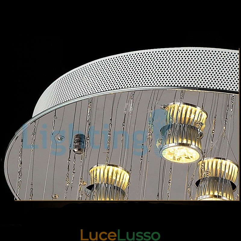 Lampadario moderno contemporaneo a sospensione a filo con luce a goccia di cristallo