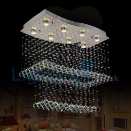 Lampadario moderno contemporaneo a sospensione a filo con luce a goccia di cristallo