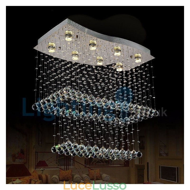 Lampadario moderno contemporaneo a sospensione a filo con luce a goccia di cristallo