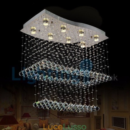 Lampadario moderno contemporaneo a sospensione a filo con luce a goccia di cristallo Lampadario moderno contemporaneo a sospensione a filo con luce a goccia di cristallo
