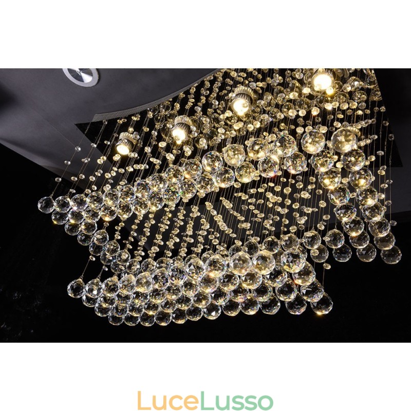 Lampadario moderno contemporaneo a sospensione a filo con luce a goccia di cristallo