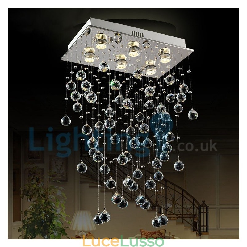 Lampadario moderno contemporaneo a sospensione a filo con luce a goccia di cristallo