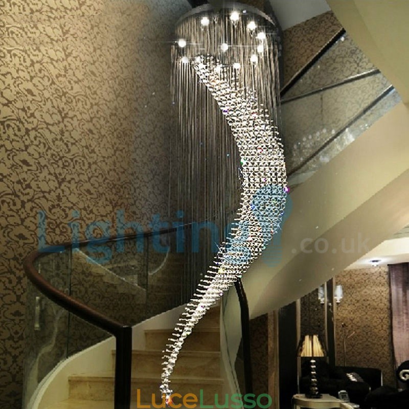 Lampadario moderno contemporaneo a sospensione a filo con luce a goccia di cristallo