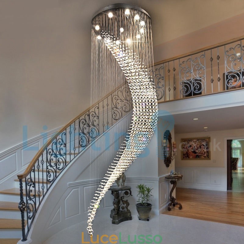 Lampadario moderno contemporaneo a sospensione a filo con luce a goccia di cristallo