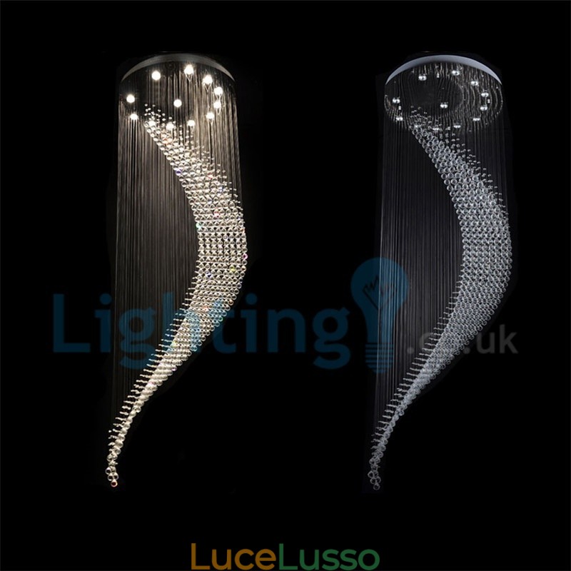 Lampadario moderno contemporaneo a sospensione a filo con luce a goccia di cristallo