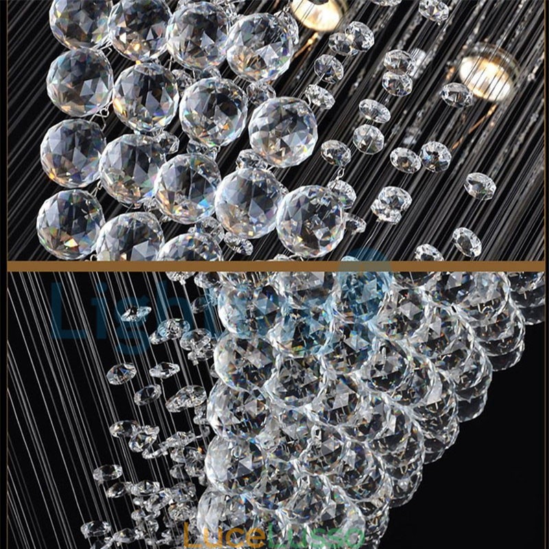 Lampadario moderno contemporaneo a sospensione a filo con luce a goccia di cristallo