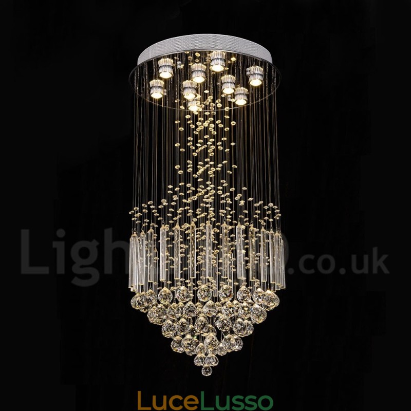 Lampadario moderno contemporaneo a sospensione a filo con luce a goccia di cristallo