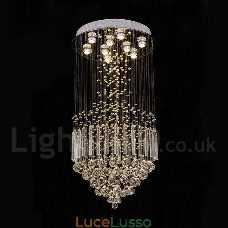 Lampadario moderno contemporaneo a sospensione a filo con luce a goccia di cristallo Lampadario moderno contemporaneo a sospensione a filo con luce a goccia di cristallo