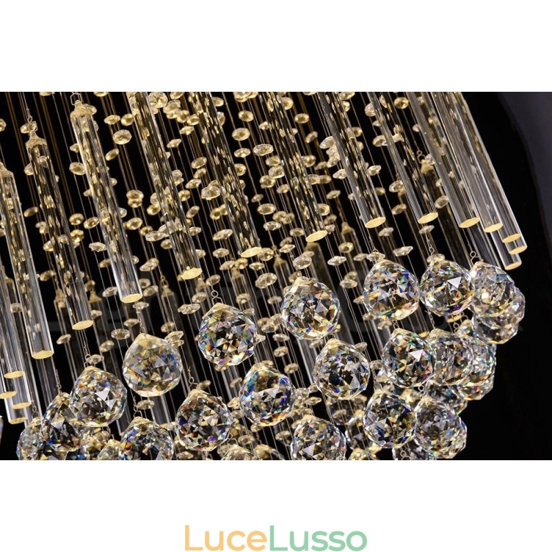Lampadario moderno contemporaneo a sospensione a filo con luce a goccia di cristallo